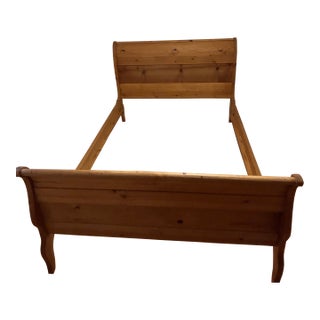 Solid Pine Hacienda-Style Queen Bed Frame For Sale