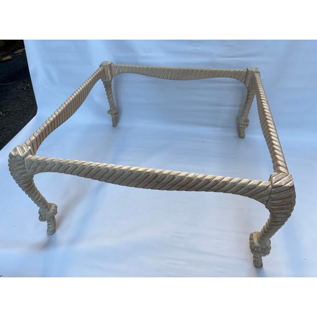 Cream Carved Wood Rope Knot Marble Top Table For Sale - Image 8 of 12