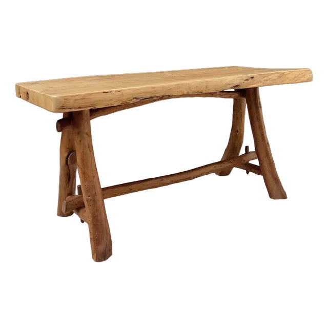 French Primitive Elm Dining Table, 1960s For Sale