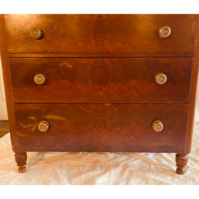 Mid 19th Century Mid 19th Century American Empire Mahogany Chest, Gilt Empire Drawer Pulls For Sale - Image 5 of 10