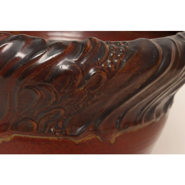 Large Vintage Red, Ochre and Slate Incised Ceramic Planter by Deanna Nichols For Sale - Image 11 of 18