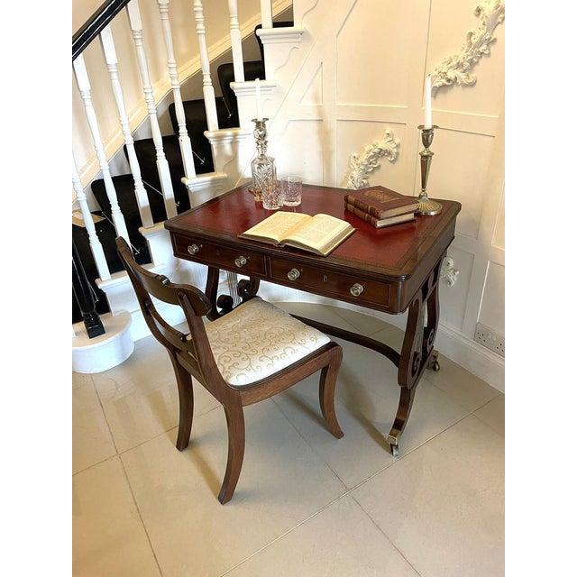 Hollywood Regency Antique Regency Mahogany Free Standing Writing Desk, 1830s For Sale - Image 3 of 15