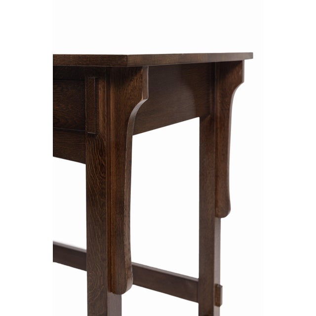 Mission Quarter Sawn Oak Writing Desk - Walnut For Sale - Image 10 of 11