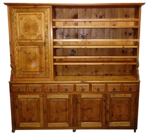 Large Folk Art Pine Dresser, Hautes Alpes, France, 1970s