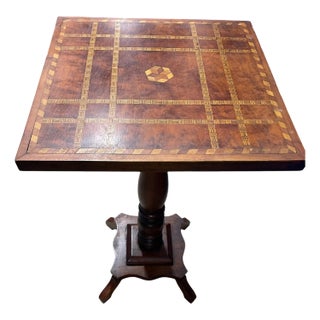 18th Century Italian Walnut Marquetry Parquet Inlaid Side Table For Sale