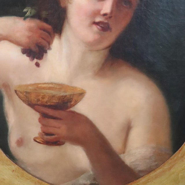 Mythological Figure of Maenad, Oil Painting on Canvas, 19th Century, Framed For Sale - Image 4 of 12