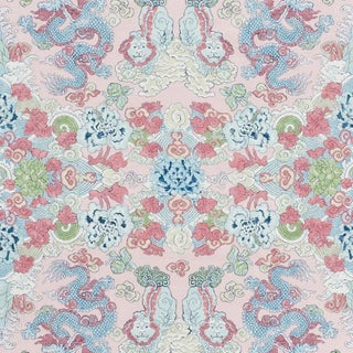 Schumacher Magic Mountain Dragon Fabric in Blush For Sale