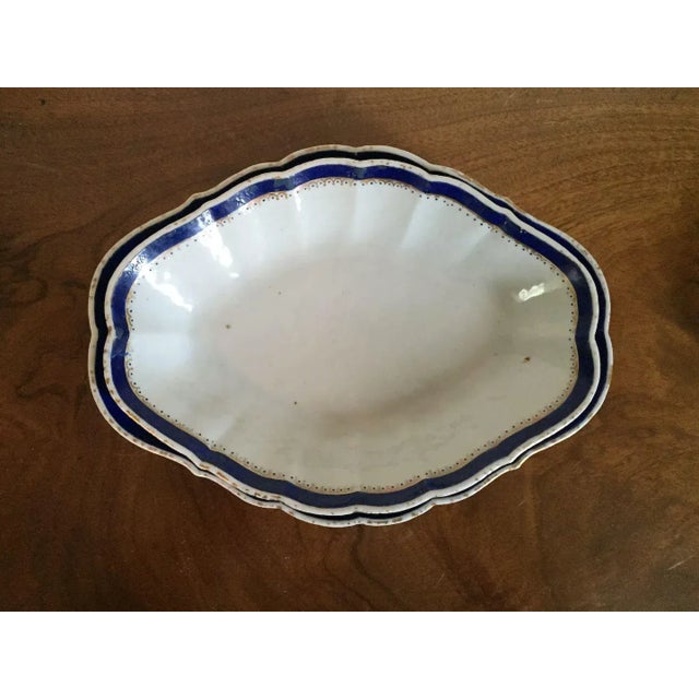 Blue 18th Century Chinese Export Porcelain Blue & White Lozenge Shape Dishes - A Pair For Sale - Image 8 of 11
