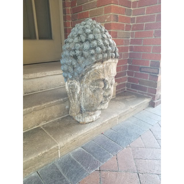Asian Antique Antique Wood Carved Buddha Head For Sale - Image 3 of 9
