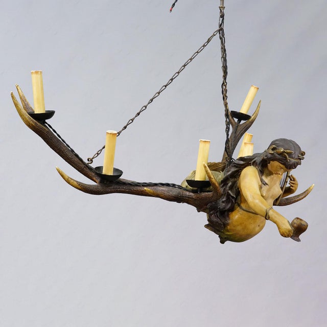 Antique Lusterweibchen of a Mermaid ca. 1900 Item e8319 This Lusterweibchen features a beautifully carved mermaid figure,...
