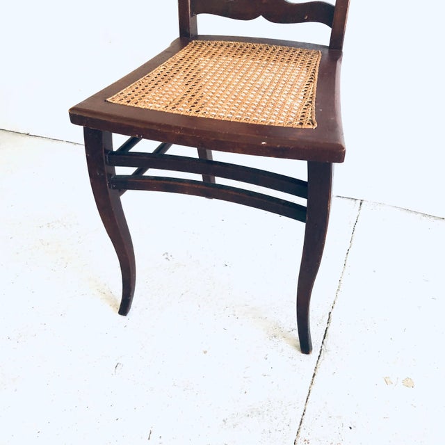 Art Nouveau Caned Side Chair Reddish Finish For Sale In New York - Image 6 of 8