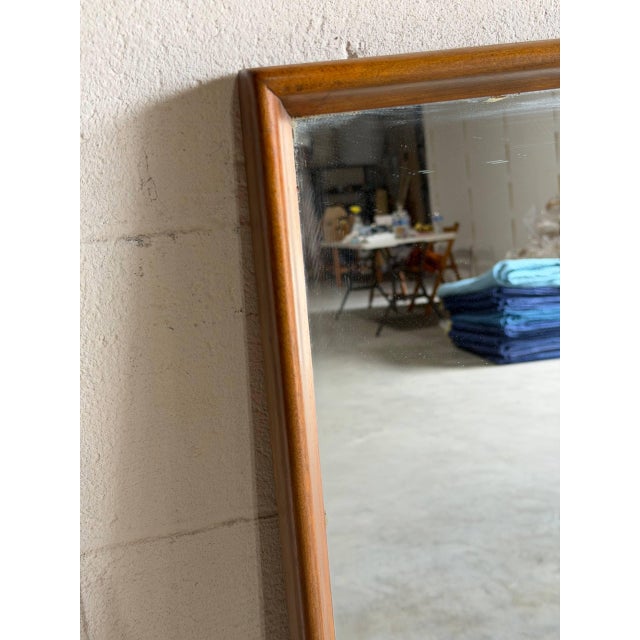 Mid Century Modern Maple Mirror in Style of Heywood Wakefield Large Frame For Sale - Image 4 of 10