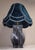 Large Vintage Blue-Grey Gradient Glazed Ceramic Table Lamp with Fabric Shade, 1970s For Sale - Image 4 of 9