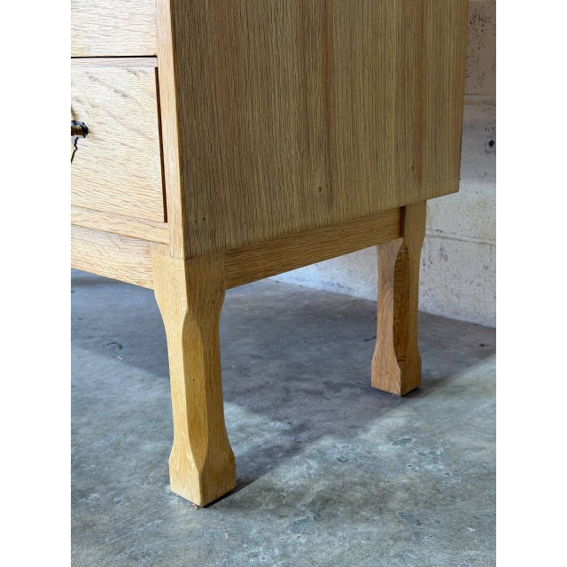 Oak Three-Drawer Dresser With Brass Hardware Danish Mid-Century Modern 1970s For Sale - Image 12 of 12