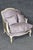 Pair Louis XV Style Oversized Creme Painted and Upholstered Bergère Chairs For Sale - Image 9 of 9