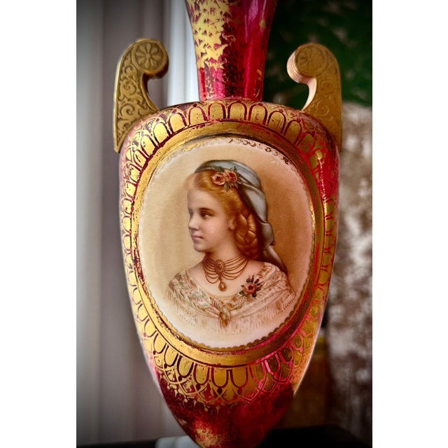 Bohemian Ruby Cranberry Glass Urn Vase from Moser, 1880 For Sale - Image 14 of 18