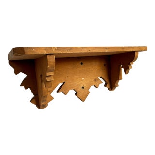 Mid 20th Century Mission Style Handcrafted Wood Wall Shelf For Sale