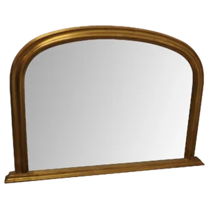 Victorian Arched Dark Gold Over Mantle Mirror, 1960s