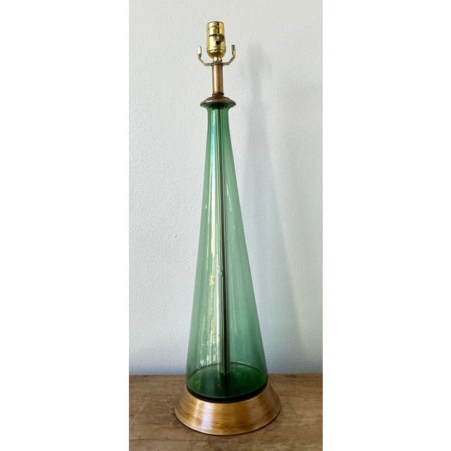 Emerald Vintage Boho Italian Glass Lamp For Sale - Image 8 of 12