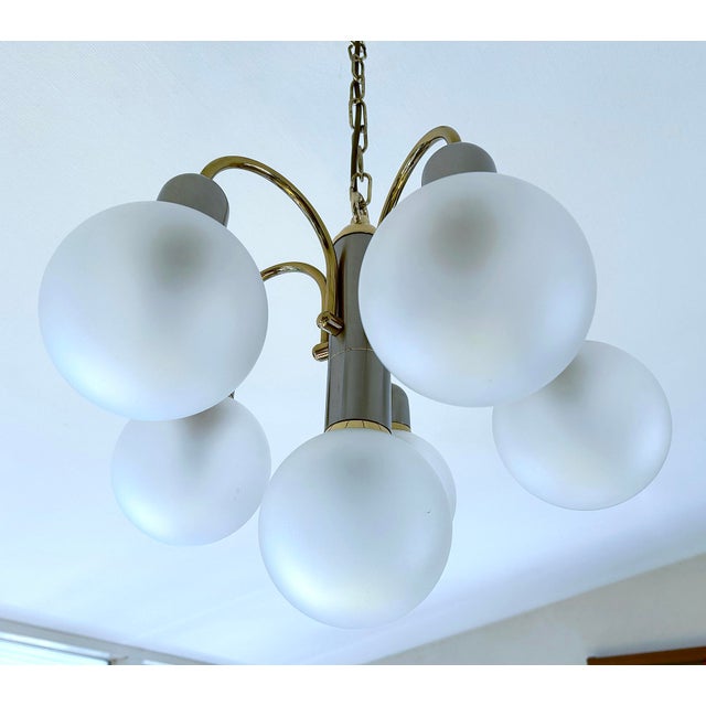 Gold Vintage Pendant Light in Glass from Honsel, 1970s For Sale - Image 8 of 18