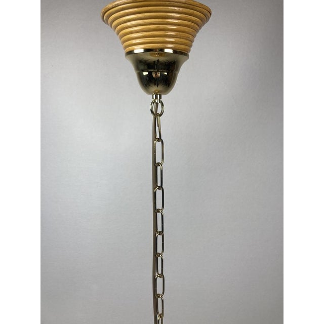 1980s Italian Bamboo and Brass Pendant, 1970s For Sale - Image 5 of 15