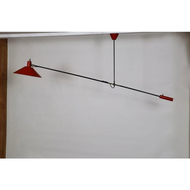 Metal Counter Balance Ceiling Lamp by J. J. M. Hoogervorst for Anvia, Holland, 1957 For Sale - Image 7 of 15
