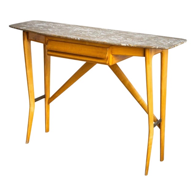 1950s Wall Console with Marble Top, Italy For Sale
