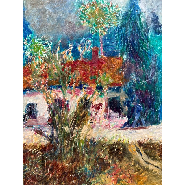 Bill Shields "Garden Cottage" 1990's Acrylic on paper affixed to board 10"x8" unframed Signed in pencil lower right...