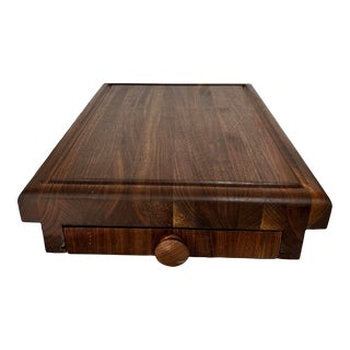 Handmade Walnut Wood Cutting Board With Drawer For Sale
