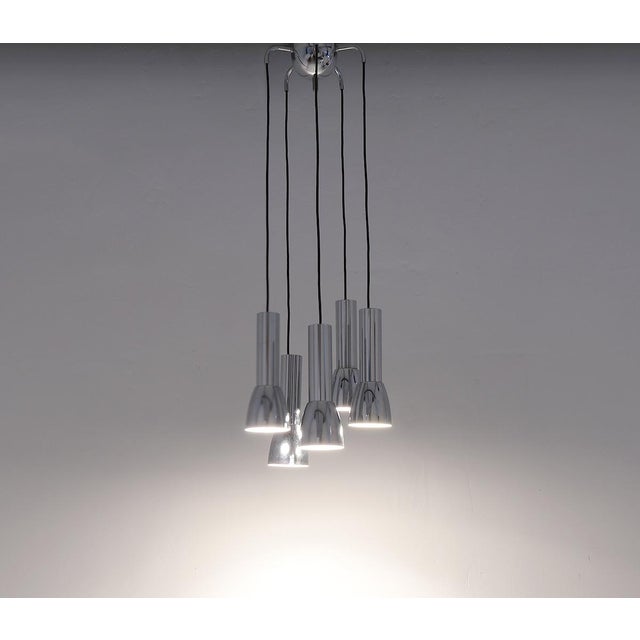Mid-Century Modern Chrome Cascade Pendant Lamp, 1960s For Sale - Image 3 of 11