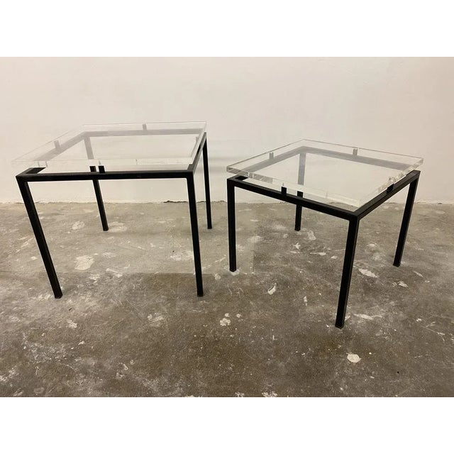 Vintage Modernist Acrylic Glass and Steel Side Tables, 1980s, Set of 2 For Sale - Image 10 of 11