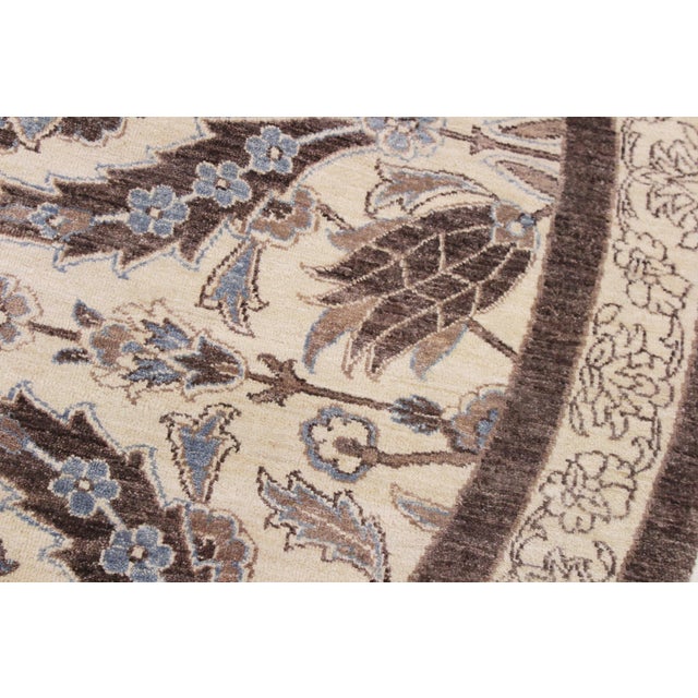 1990s Eclectic Ziegler Ivory/Brown Wool Round - Rug 9'11'' X 9'11'' For Sale - Image 5 of 9