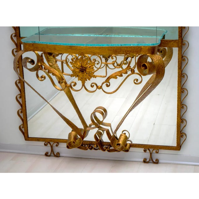 Italian Mirrored Glass and Wrought Iron Dressing Table by Pier Luigi Colli, 1950s For Sale - Image 7 of 17