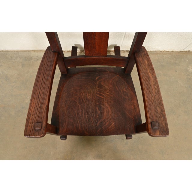 Wood Limbert Antique Mission Oak Arts & Crafts Child's Rocking Chair, Circa 1910 For Sale - Image 7 of 14