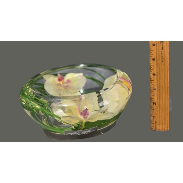 Decorative Emilio Robba Yellow & Pink Phalaenopsis Orchid Flower Bowl For Sale - Image 9 of 10