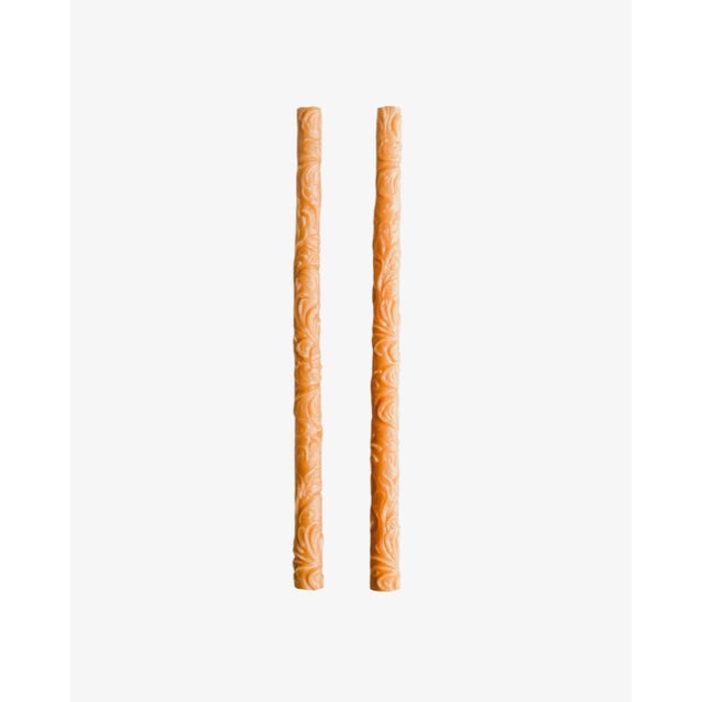 French Provincial Flora Tapers, Set of 2 - Fawn For Sale - Image 3 of 5