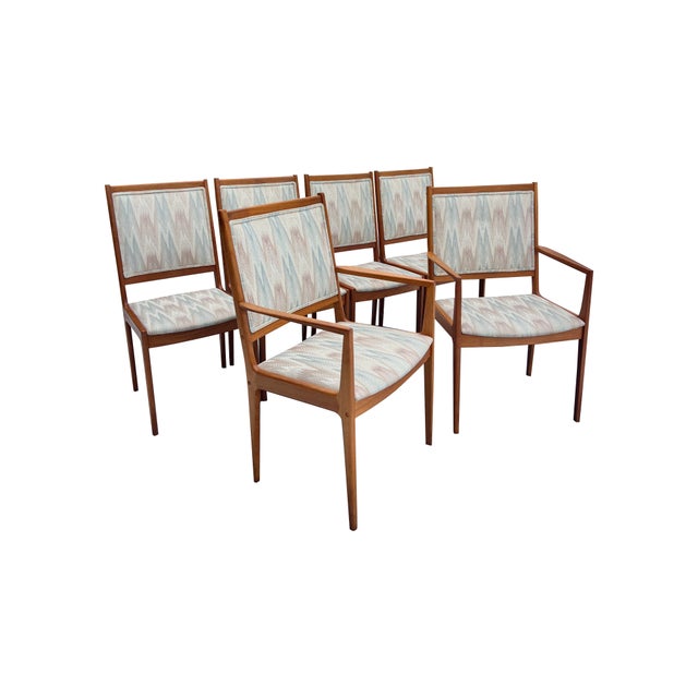 Vintage Danish Modern Teak Dinging Chairs in blaze upholstery Set of 6. Falster Denmark (no tags) Beautifully designed...