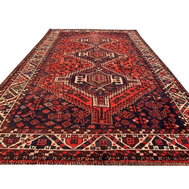 1970s Authentic Hand Knotted Vintage SHRZ Pictorial Wool Area Rug 7.10 X 4.11 Ft For Sale - Image 5 of 13