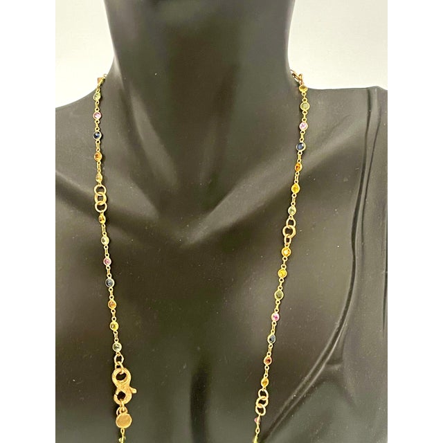 Bezel-Set Multi-Sapphire Station Necklace 18kt Yellow Gold by Designer dc For Sale - Image 18 of 18