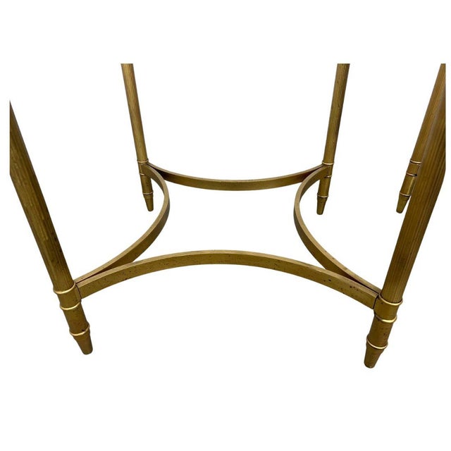 Pair of Neoclassical Style Gilt Metal and Glass Side Tables For Sale - Image 4 of 4