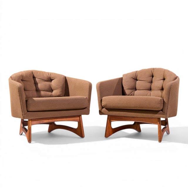 Adrian Pearsall for Craft Associates Mid Century Barrel Lounge Chairs - Pair Each chair measures: 34.5 wide x 29 deep x 28...