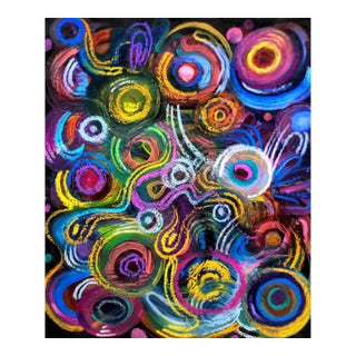 "Fireflies and Fireworks", Acrylic and Oil Pastel Painting by Ara Deinde For Sale