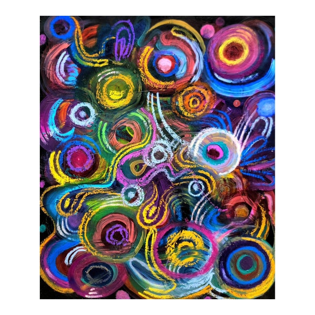 "Fireflies and Fireworks", Acrylic and Oil Pastel Painting by Ara Deinde For Sale