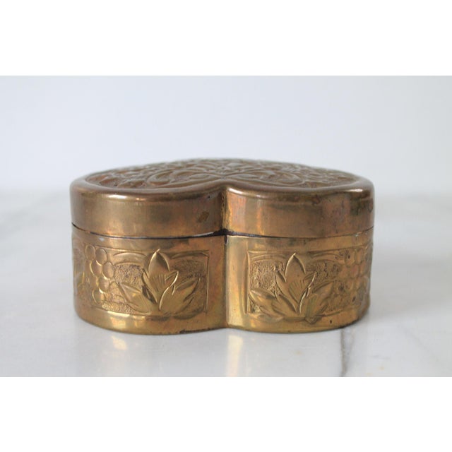 Vintage Brass Heart Shaped Trinket Box For Sale - Image 9 of 10