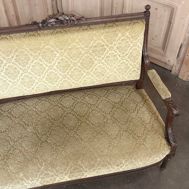 19th Century French Louis XVI Walnut Canape ~ Sofa For Sale - Image 15 of 16