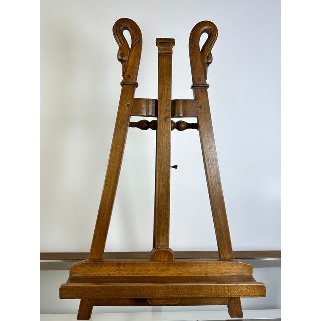 Walnut Easel with Swan Neck Decoration, 1970s For Sale - Image 4 of 15
