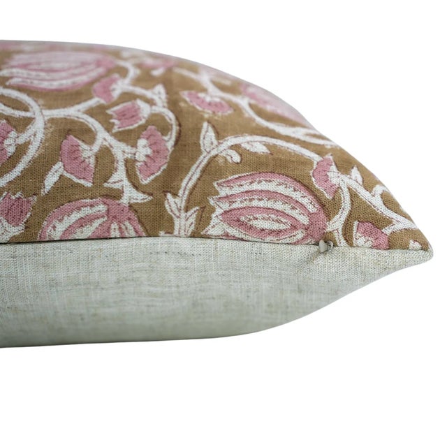Rustic Fabdivine Traditional Block Print Cushion Cover Viscose Linen 20x20 Inch- 6Kamal For Sale - Image 3 of 4