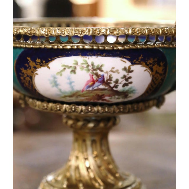 Metal 19th Century French Sevres Style Ormolu Mounted Porcelain Jardinière For Sale - Image 7 of 13