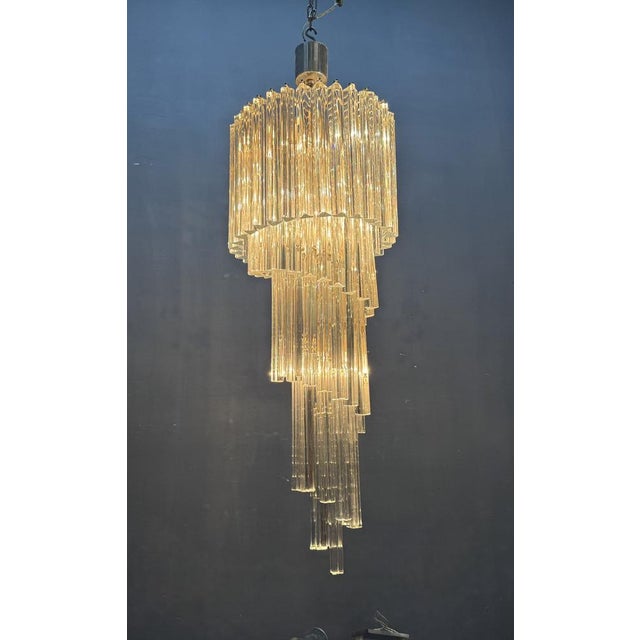 Large Murano Glass Trilobi Chandelier, Italy, 1960s For Sale - Image 3 of 12