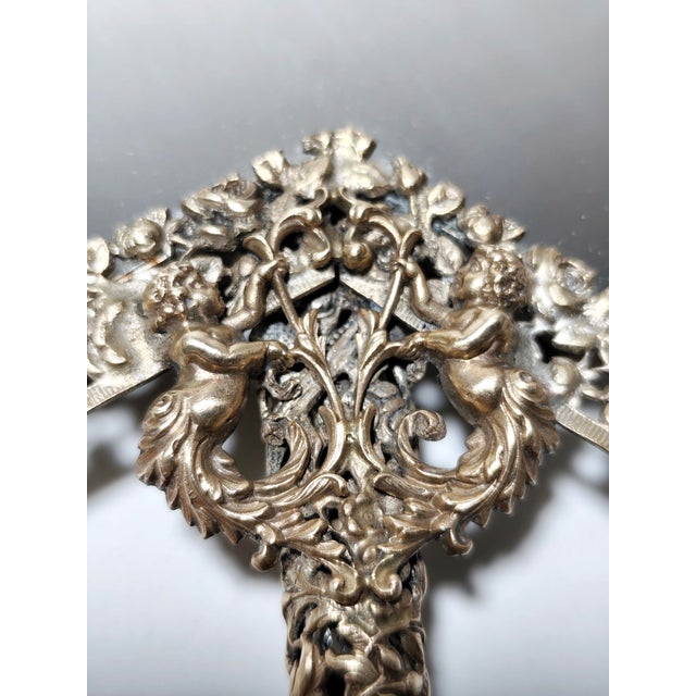 Embossed Brass Hand Mirror, Spain, 1940s For Sale - Image 10 of 13
